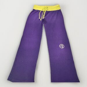 Y2K Zumba Lollipop Indigo and Lime Green Gym Pants Small Dance Lounge